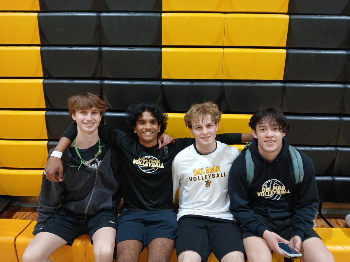 Brandon Zhang, Supul Danasooriyage, Luke Sjoblom, and Vincent Luu after volleyball match vs. Santa Teresa.