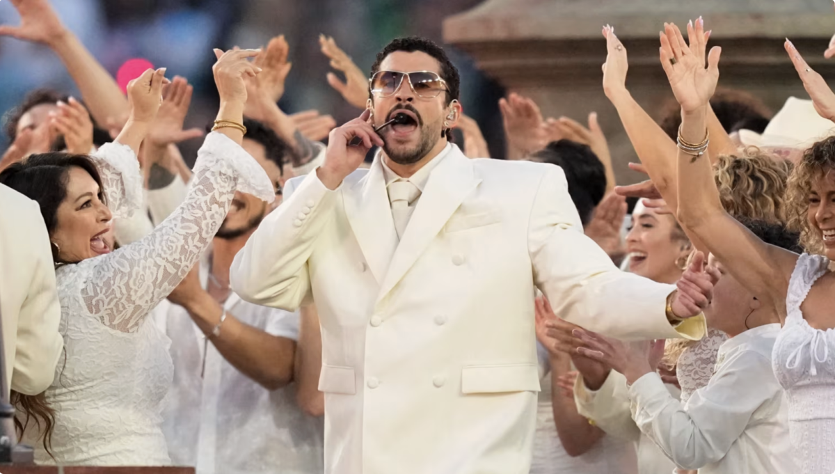 Photo from Julio Cortez, CNN article "Bad Bunny's halftime performance redefined what it means to be an American patriot".